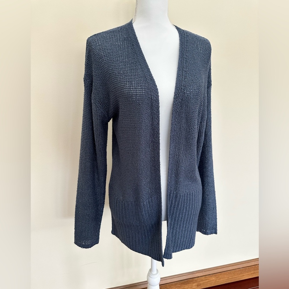 Mia & Tess Women's Open Front Blue Sweater